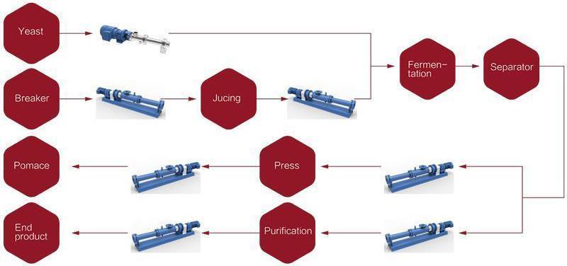 Diagrama de flujo de la bomba para procesamiento de vino